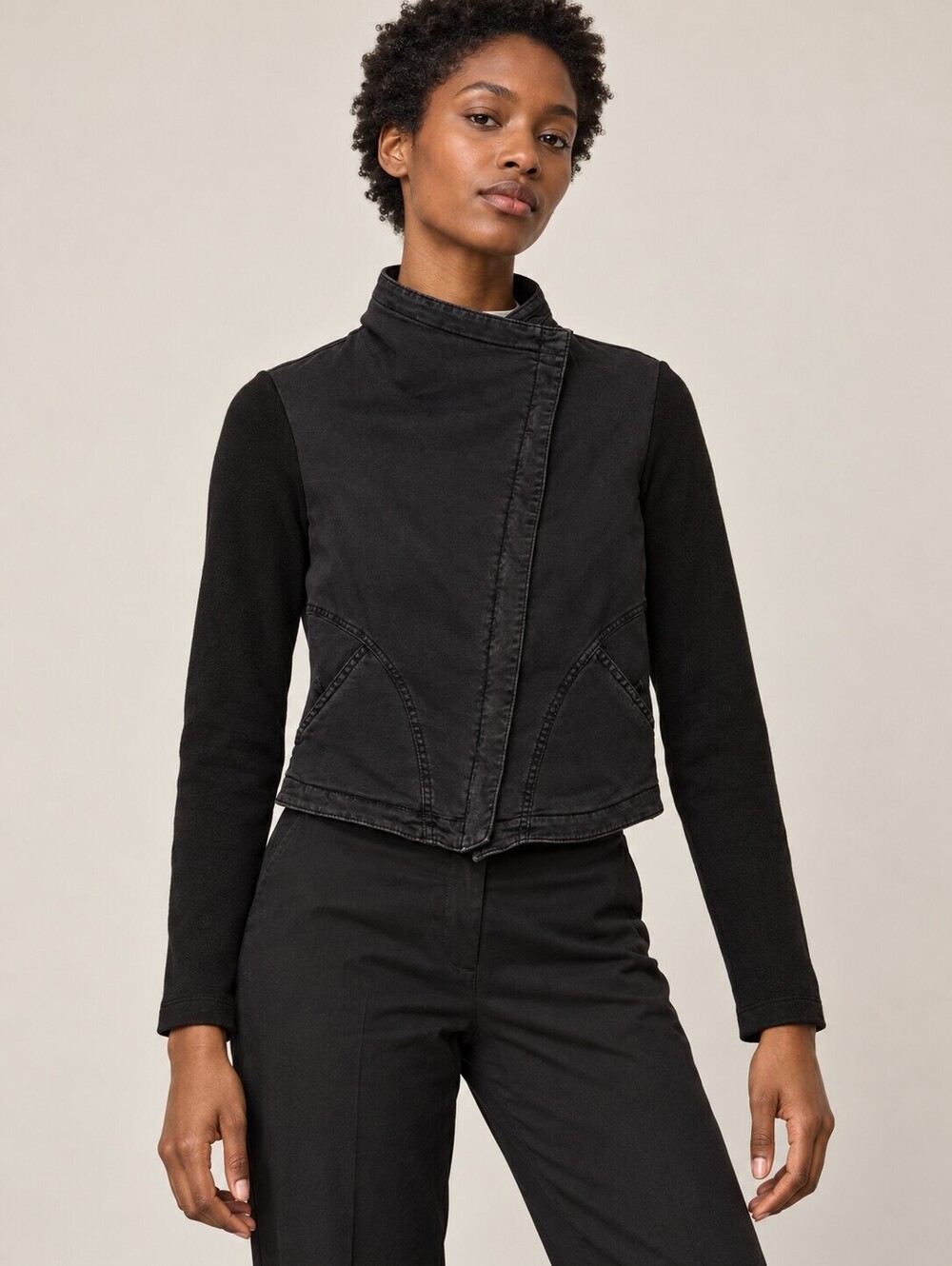 Marrakech Black Cotton Moto Jacket XS Asymmetric Zip